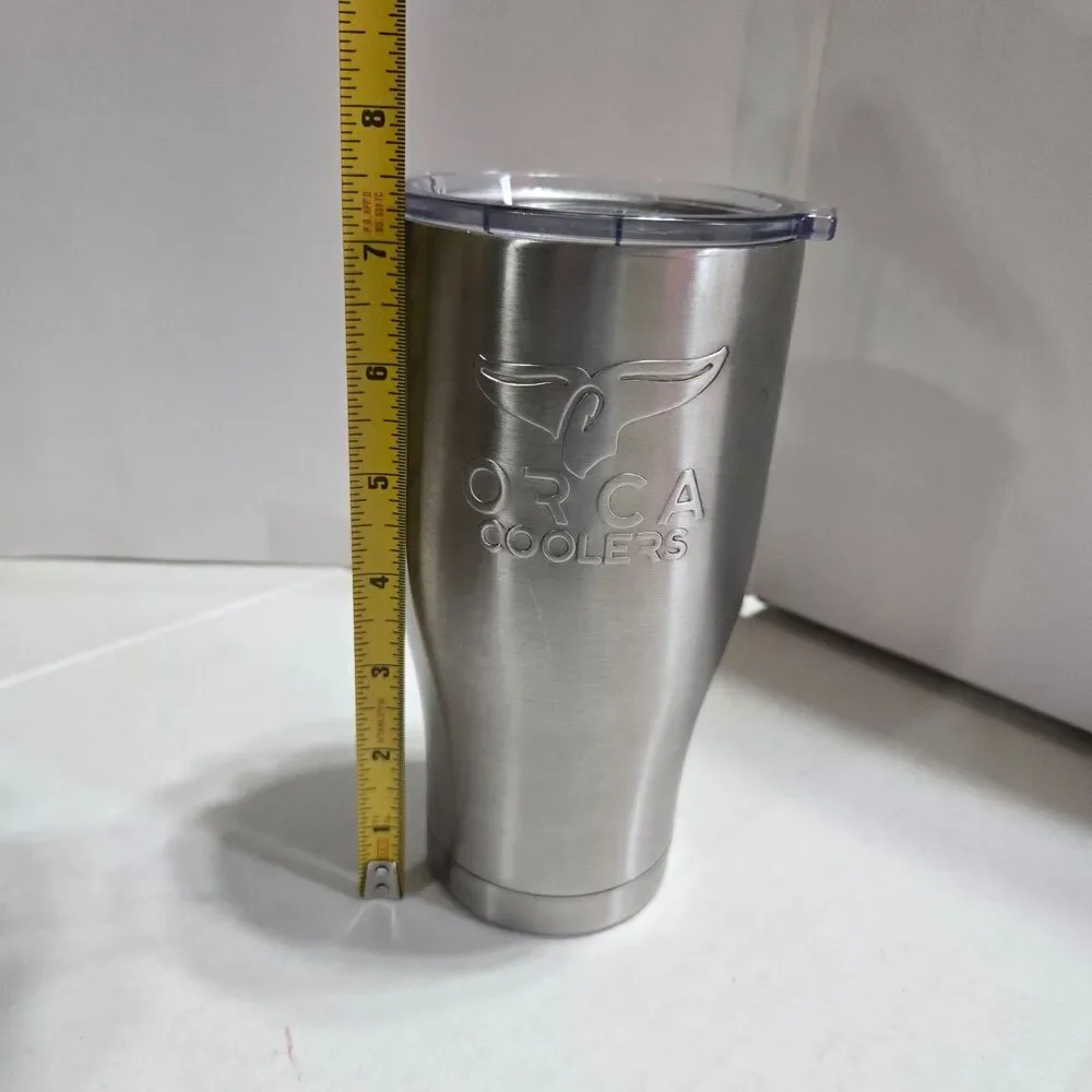 ORCA Chaser 27 oz Stainless Steel Insulated Tumbler with Transparent Lid Silver